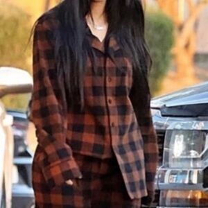 SKIMS Fleeced Plaid Top